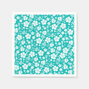 Guardanapo De Papel Hibisco Branco sobre o Chic Tropical Turquoise