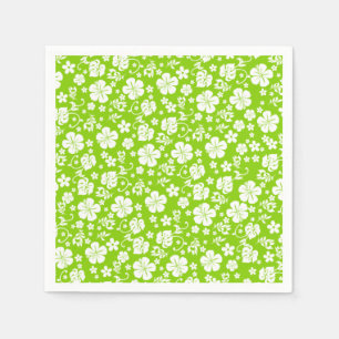 Guardanapo De Papel Hibisco Branco sobre o Chic Tropical Verde limão