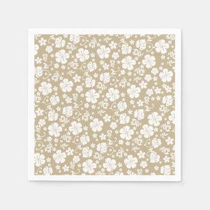 Guardanapo De Papel Hibisco Branco sobre o Taupe Chic Tropical