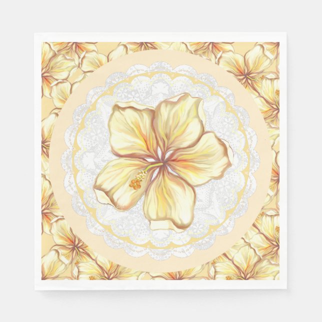 Guardanapo De Papel Hibiscus & lace AMARELO (Frente)