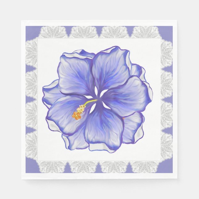 Guardanapo De Papel Hibiscus & lace BLUE (Frente)