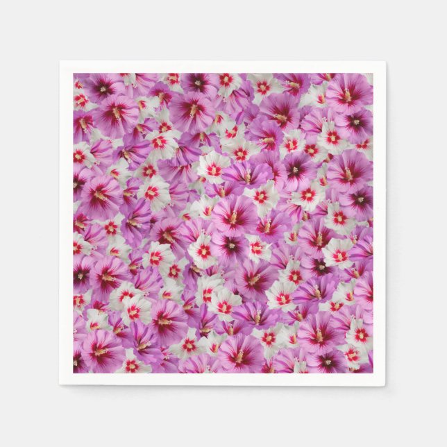 Guardanapo De Papel Hibiscus - Padrão Chinês de Flor Rosa (Frente)