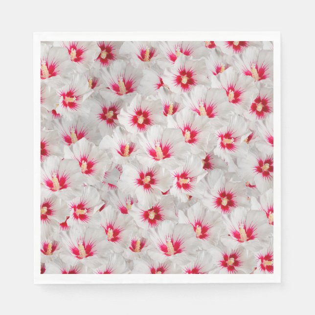 Guardanapo De Papel Hibiscus - Padrão Chinês de Flor Rosa (Frente)