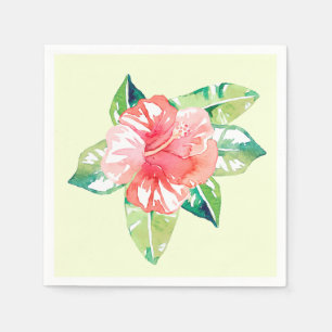 Guardanapo De Papel Hibiscus Tropical Floral Rosa de Aquarela