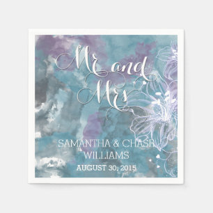 GUARDANAPO DE PAPEL HIBISCUS WEDT STORM BLUE WATERCOLOR