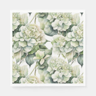 Guardanapo De Papel Hídrangas florais de cor branca esverdeada Elegant