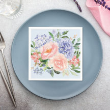 Hidrangea Peônia Floral Primavera Azul Rosa Aquare
