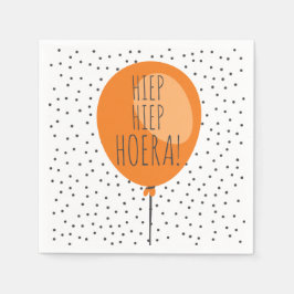 Guardanapo De Papel Hiep Hoera Orange Balloon Holandês Aniversário