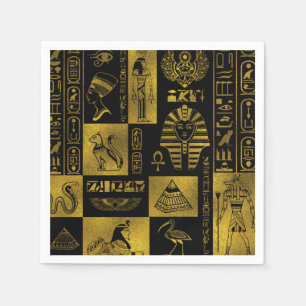 Guardanapo De Papel Hieroglyphs e colagem Dourados egípcios dos