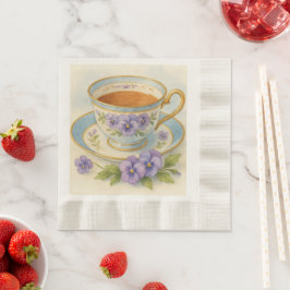 Guardanapo De Papel High Tea Napkins | Vintage Tea Cup & Pansies