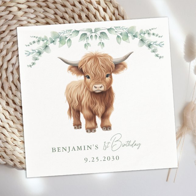 Guardanapo De Papel Highland Cow Boho Greenerence Fazenda Animal Anive (Criador carregado)