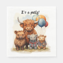 Highland Cow party napkins, Partido escocês da Vac