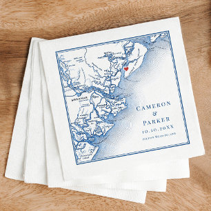 Guardanapo De Papel Hilton Head Island SC Map Elegant Marinho Wedding