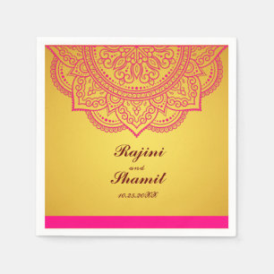 Guardanapo De Papel Hindu indiano Elegante, Dourado e rosa,