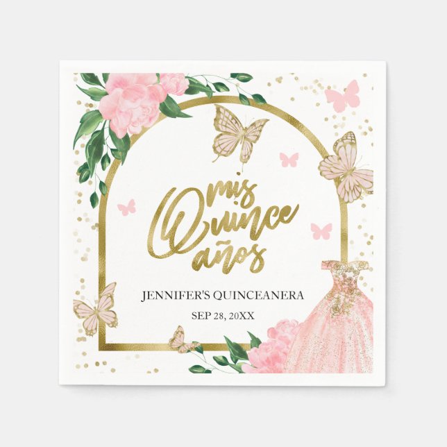 Guardanapo De Papel Hiperceanera Butterfles Cor-de-rosa Blush (Frente)