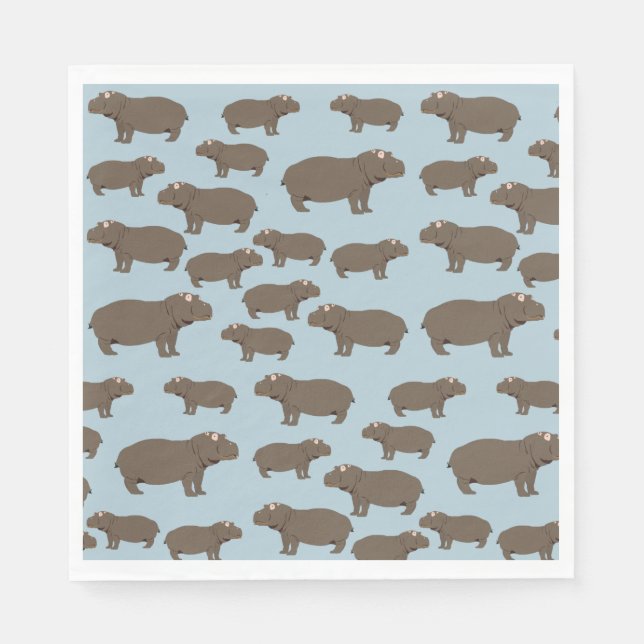 Guardanapo De Papel Hippopotamus Hippo Pattern (Frente)