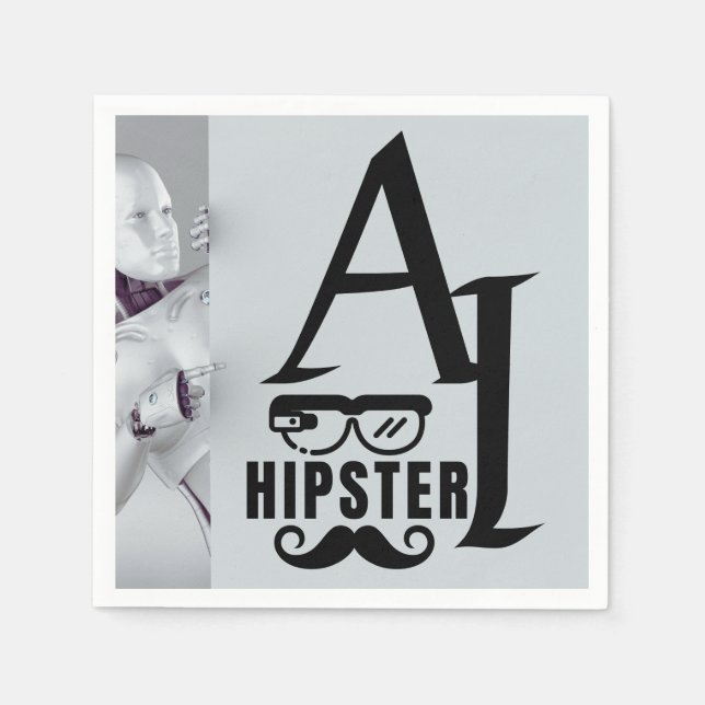 Guardanapo De Papel HIPSTER AI com óculos e bigode Wearable (Frente)