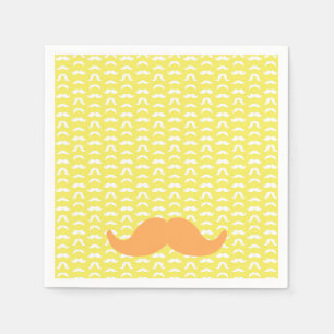 Guardanapo De Papel Hipster Amarelo de bigode Laranja Trendência Retro