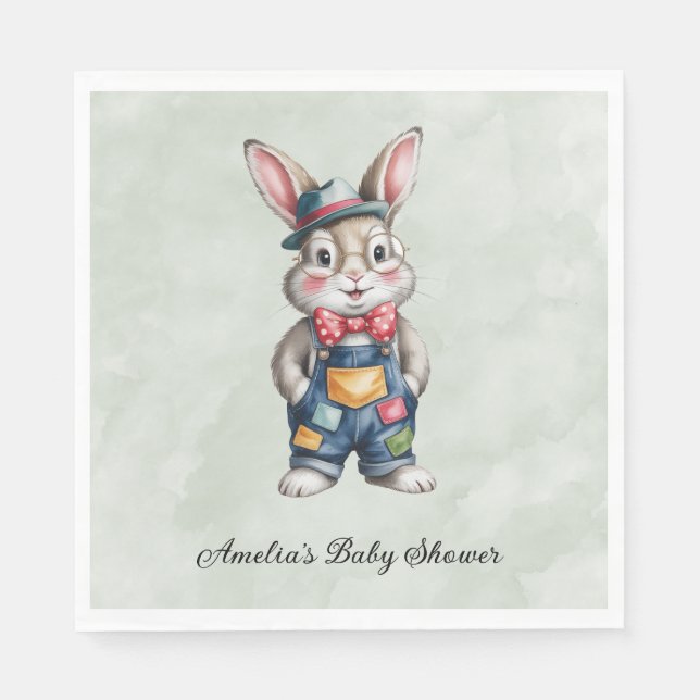 Guardanapo De Papel Hipster Bunny Boy Baby Shower (Frente)