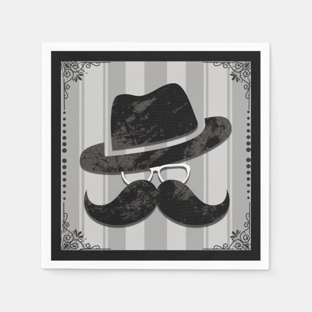 Guardanapo De Papel Hipster Sr. Mustache Óculos de Ódio Festa de anive (Frente)