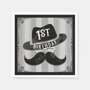 Guardanapo De Papel Hipster Sr. Mustache Óculos primeiro aniversario U