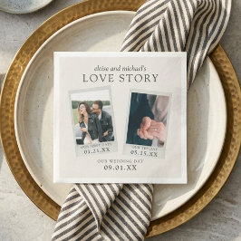 Guardanapo De Papel História de Amor em Marfim Elegante Foto Casamento