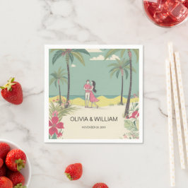 Guardanapo De Papel História de Amor Tropical Casamento de Verão