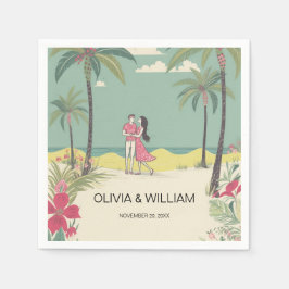 Guardanapo De Papel História de Amor Tropical Casamento de Verão