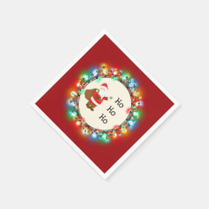 Guardanapo De Papel Ho Ho Papai Noel com Luzes de Natal
