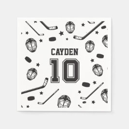 Guardanapo De Papel Hockey Black and White 10th Birthday