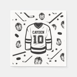 Guardanapo De Papel Hockey Black and White 10th Birthday