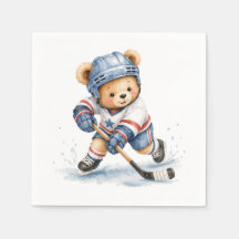 Hockey Player Teddy Bear Baby Shower Birthday Boy
