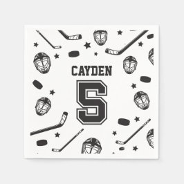 Guardanapo De Papel Hockey preto e branco 5º aniversário