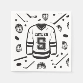 Guardanapo De Papel Hockey preto e branco 5º aniversário