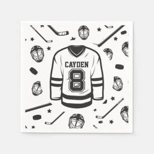 Guardanapo De Papel Hockey preto e Branco 8º Aniversário