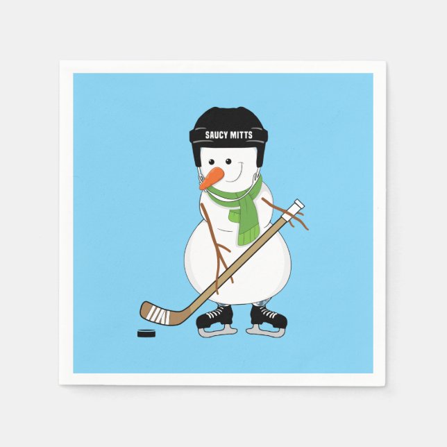 Guardanapo De Papel Hockey Snowman Christmas (Frente)