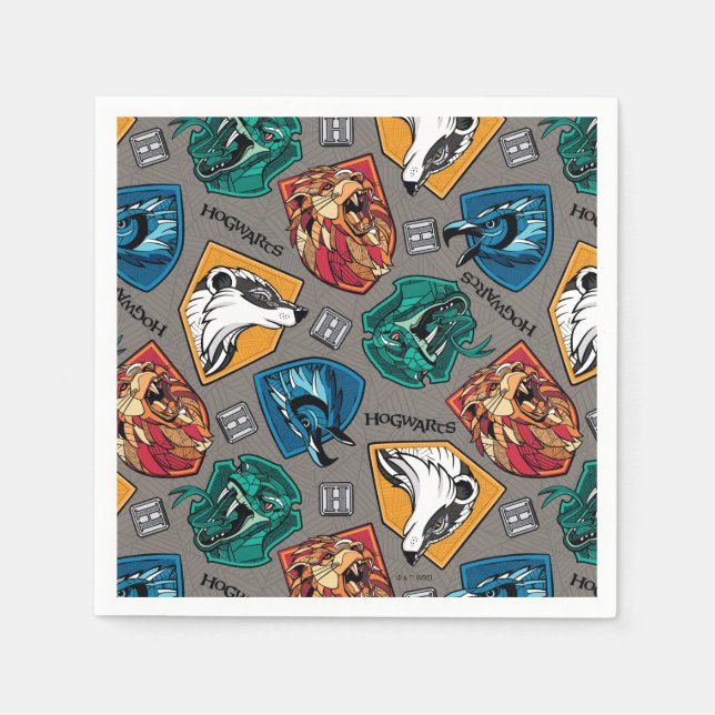 Guardanapo De Papel HOGWARTS™ Houses Crosshatched Pattern (Frente)