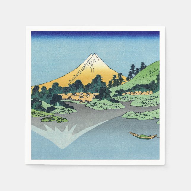 Guardanapo De Papel Hokusai - O Monte Fuji Reflete no lago Kawaguchi (Frente)
