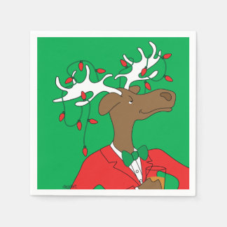 Guardanapo De Papel Holiday Moose Cocktail Napkin