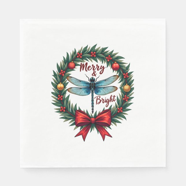 Guardanapo De Papel Holiday Wreath Dragonfly (Frente)