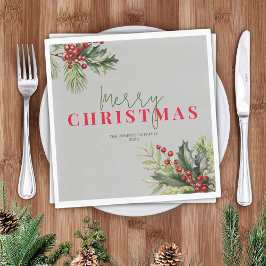 Guardanapo De Papel Holly e Pine na festa de Natal da Cinza