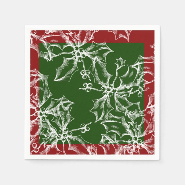 Guardanapo De Papel Holly Holiday Cocktail Napkins (Frente)