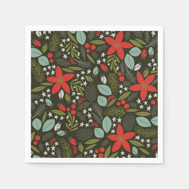Guardanapo De Papel Holly Jolly Christmas Winter Pattern (Frente)