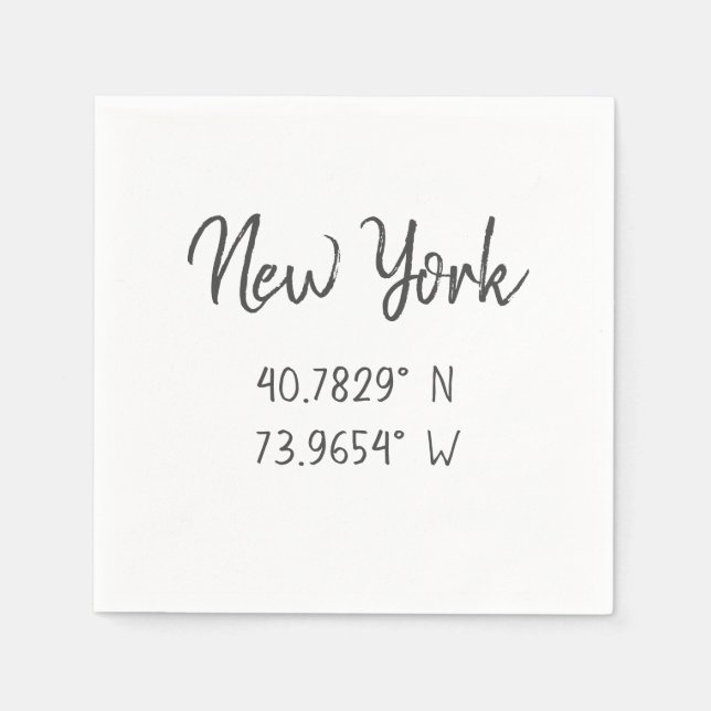 Guardanapo De Papel Home GPS Coordena Longitude Latitude Nova York (Frente)