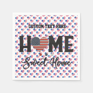 Guardanapo De Papel Home Sweet Home Cote American Flag Heart EUA