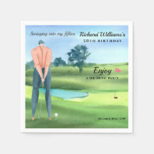 Homem Jogador de Golfe Balançando no Meu 50º Anive