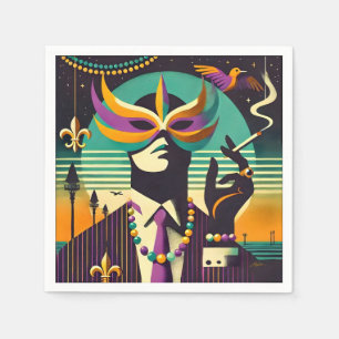 Guardanapo De Papel Homem Retro de Meados do Século anos 60 Mardi Gras