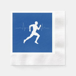 Guardanapo De Papel Homem Runners Silhouette em Fundo Azul