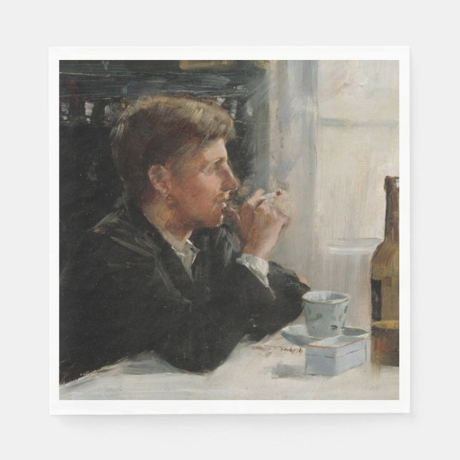 Guardanapo De Papel Homem sentado perdido na Mesa (Frente)