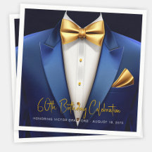 Homens Azul Dourado Smoking Festa de Aniversário